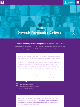Page pour devenir partenaire culturel de Culture du Cœur Haute-Normandie.