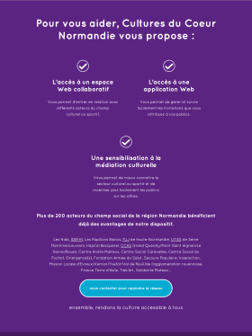Page pour devenir partenaire social de Culture du Cœur Haute-Normandie.
