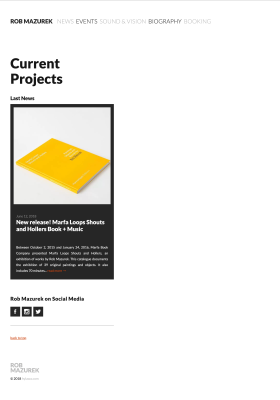 Version multipage du site Rob Mazurek en juillet 2018.