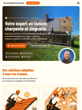 Site Thomas Beaudoin Couverture affiché sur tablette.