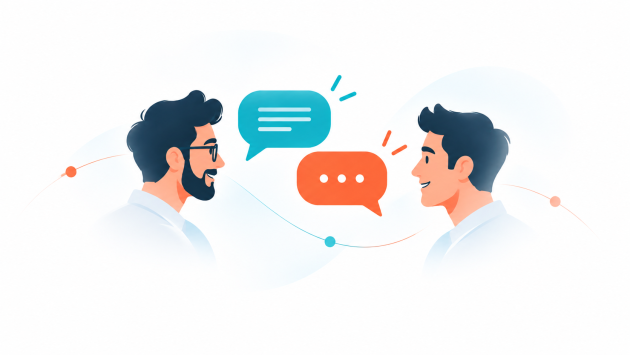 Illustration de deux personnes en conversation.